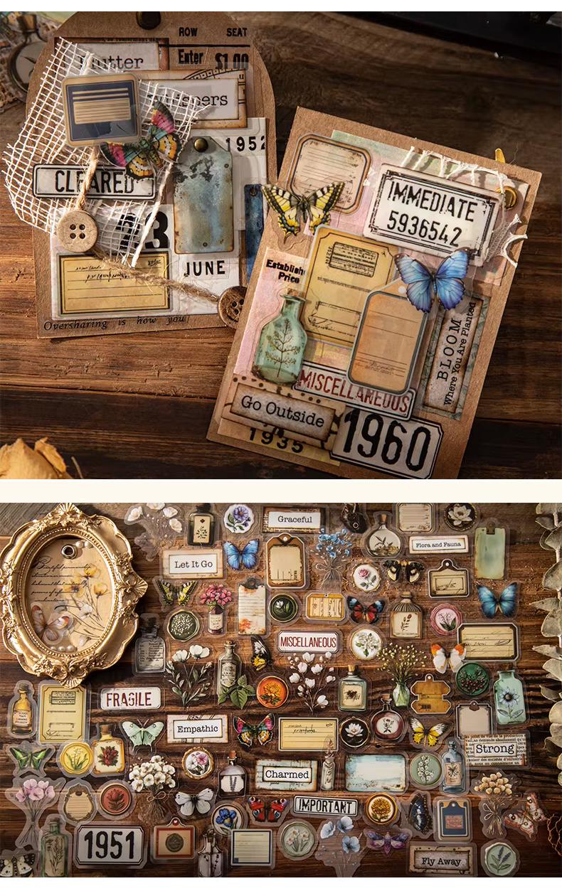 Vintage Junk Journal Sticker Pack 50 Pcs - Planner and Journaling ...