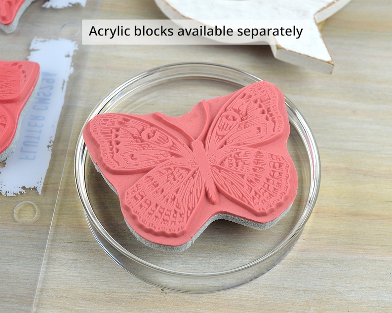 Tim Holtz Flutter Cling Stamps by Stampers Anonymous 10 Butterfly Moth Rubber Stamp Set