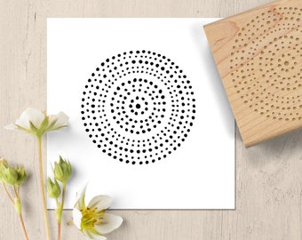 Circle Dots Journal Stamp, Hand Drawn Circle Geometry Pattern Rubber Stamp for Journals and Travelers Noteboooks, Doodle Sketch Stamp