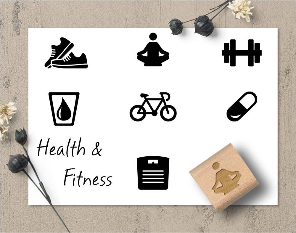 Health and Fitness Planner Stamps Habit Tracking Exercise Etsy