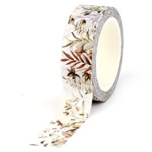 Washi Tape - Botanical Border Masking Tape, Journal Supplies, Autumn Color Leaves Plants Washi Tape