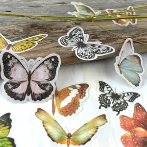 Butterfly Moth Washi Stickers, Junk Journal Supplies, Planner Stickers