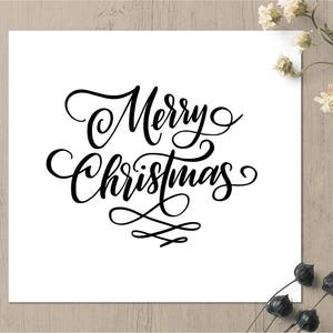 Merry Christmas Stamp, Christmas Rubber Stamp, Hand Lettered Holiday Stamp, Christmas Card Stamp, Christmas Gift Decoration, Gift Topper 190