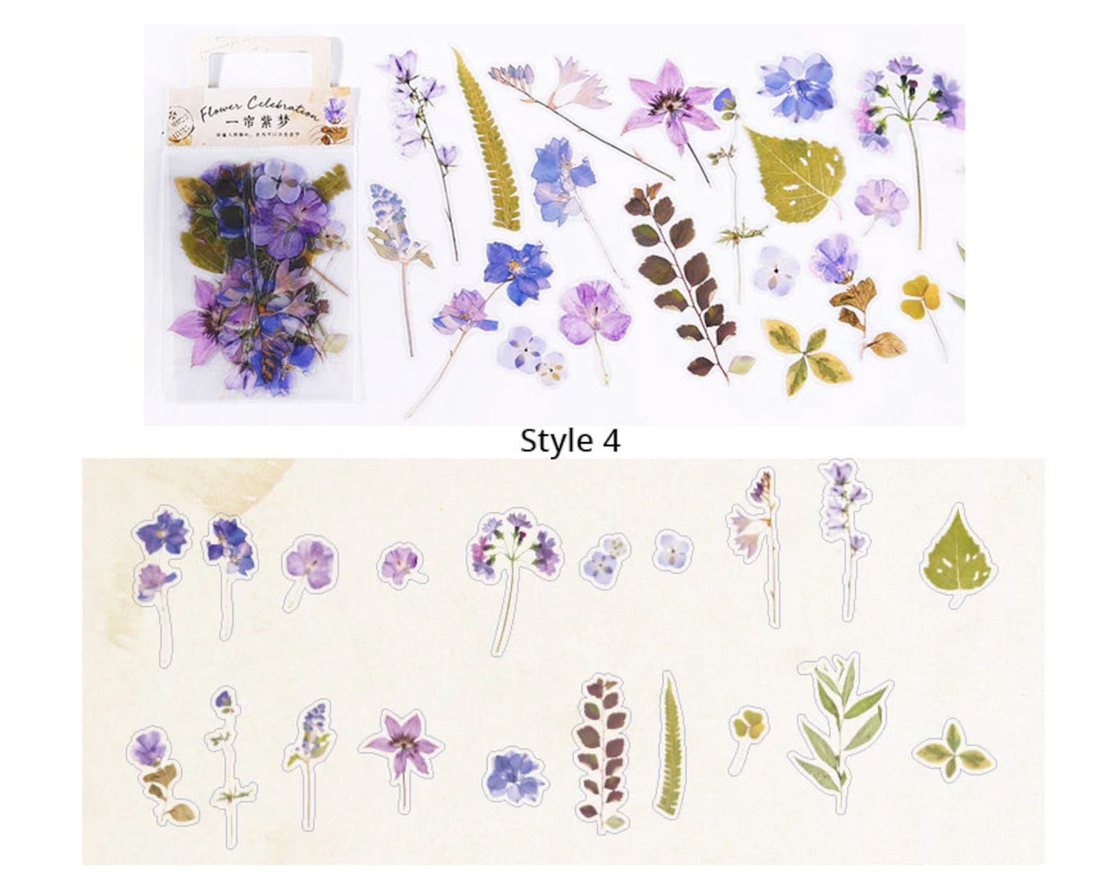 Pressed Flower Stickers 40pcs Junk Journal Supplies Etsy