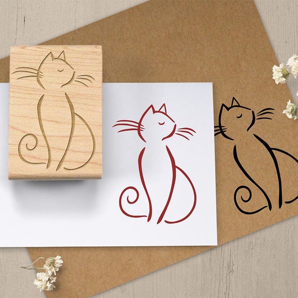 Sophisticated Cat Stamp, Cat Rubber Stamp, Cat Lovers Gift, Feline Stamp, Kitty Scrapbook Stamp, Animal Stamp