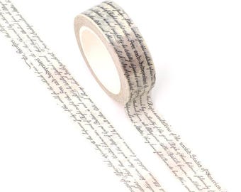 Vintage Writing Washi Tape,  Handwriting Masking Tape, USA Constitution - Junk Journal Supplies, Notebook Acessory