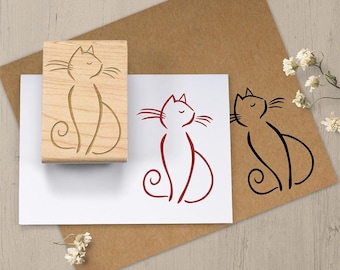 Sophisticated Cat Stamp, Cat Rubber Stamp, Cat Lovers Gift, Feline Stamp, Kitty Scrapbook Stamp, Animal Stamp