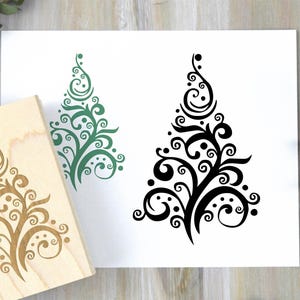 Artistic Christmas Tree Stamp, Abstract Holiday Tree Stamp - a Christmas Card Stamp, Holiday Rubber Stamp, Gift Wrap
