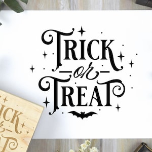 Trick or Treat Rubber Stamp, Halloween Stamp with Bat, Fun Holiday Stamp for Halloween Gifts