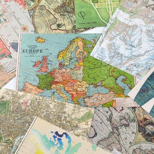 Postcard Set New, 20 Vintage Map Designs, Journal Supplies, Atlas World Map Postcards, Postcrossing, For Penpals and Mail Letters
