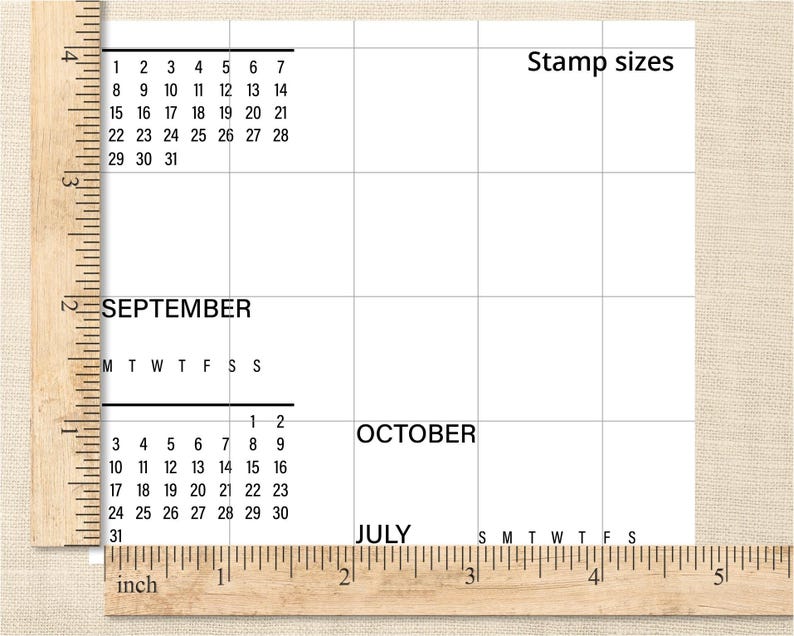Minimalist Calendar Clear Stamp Set, 4x6in Months Journal Photopolymer Planner Stamps with Perpetual Calendars Dates for Travel Notebook image 7