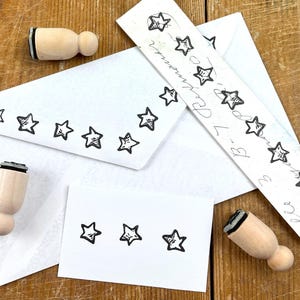 Juego de sellos de goma Tiny Stars, sello de estrella informal, invitación a fiesta, sello del Día de la Independencia, sello de Año Nuevo, sello de cumpleaños, papelería imagen 1
