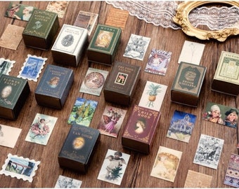 100p Mini Card Set, Vintage Style Ephemera, Junk Journal or Diary Supplies, Scrapbooking Paper Kit for Journaling or Travelers Notebook