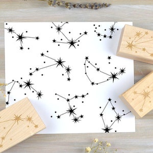 Constellation Zodiac Rubber Stamp, Astronomy Stamp, Celestial Astrology Space Stamp, Journal and Notebook Acessory