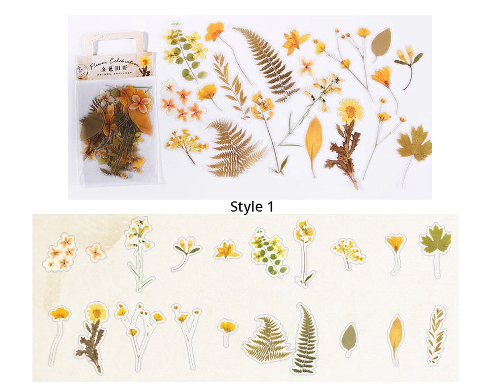 Pressed Flower Stickers 40pcs Junk Journal Supplies Etsy