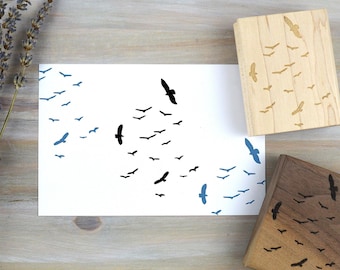 Flock of Birds Rubber Stamp, Journal Supplies Bird in Flight Stamp, for Art, Scrapbook and Junk Journals