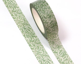 Washi Tape - Green Leaf Masking Tape, Journal Supplies, Green Botanical Washi Tape