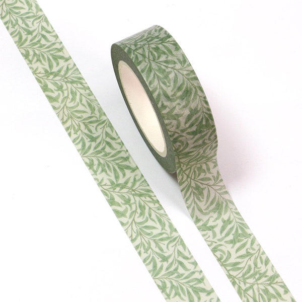 Washi Tape - Green Leaf Masking Tape, Journal Supplies, Green Botanical Washi Tape