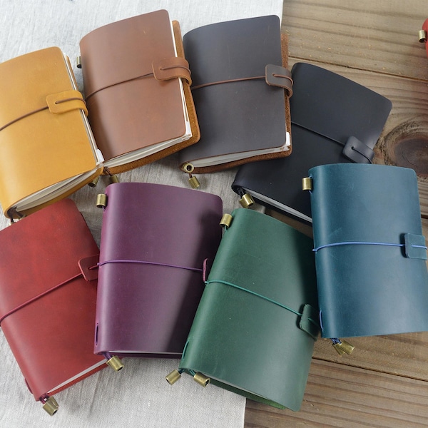 Cuaderno de viaje recargable de cuero - Cuaderno de viaje personalizado A5 con 3 hojas