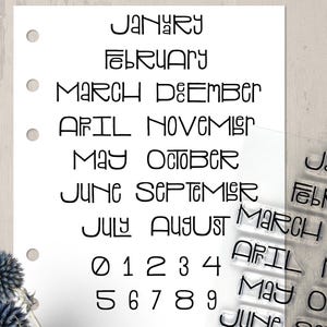 Saba Month Journal Clear Stamp Set, 4x6in Photopolymer Planner Stamps with Number Stamps for Dates and Calendars
