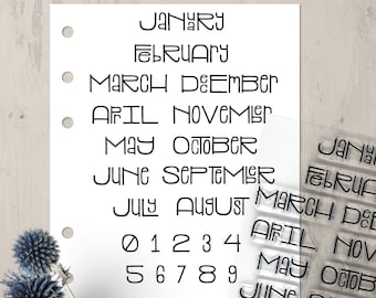 Saba Month Journal Clear Stamp Set, 4x6in Photopolymer Planner Stamps with Number Stamps for Dates and Calendars