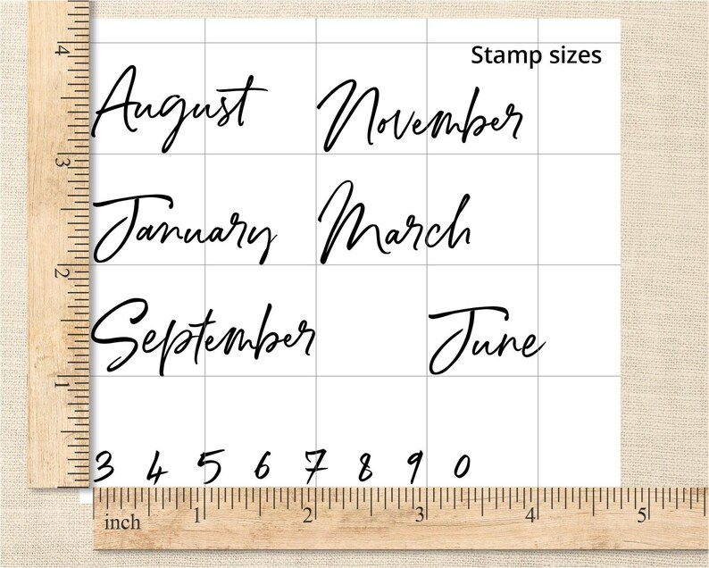 Script Month Journal Clear Stamp Set, 4x6in Photopolymer Planner Stamps with Number Stamps for Dates and Calendars image 5