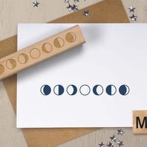 Moon Phase Stamp, Phases of the Moon Rubber Stamp, Moon Stamp, Moon Phase Art, Lunar Phase Stamp, Crescent Moon, Astronomy Stamp 075