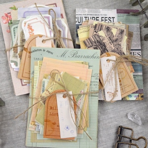 Papel de diario basura 100 piezas Surtido de papel de álbum de recortes pequeño - Kit de suministros de diario basura, Efímera de diario de arte, estilo retro vintage
