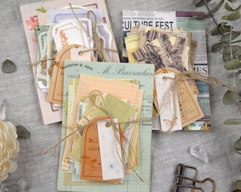 Junk Journal Paper 100pcs Small Scrapbook Paper Assortment - Junk Journal Supplies Kit, Art Journal Ephemera, Retro Vintage Style