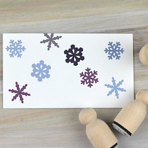 Tiny Snowflake Stamp Set, Snow Crystal Stamp, Winter Stamps, Ice Crystal Stamp, Snow Rubber Stamp, DIY Gift Wrap, Christmas Card Making 091