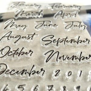 Script Month Journal Clear Stamp Set, 4x6in Photopolymer Planner Stamps with Number Stamps for Dates and Calendars image 2