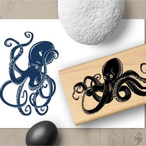 Octopus Stamp, Squid Stamp, Marine Stamp, Ocean Rubber Stamp, Sea Life Stamp, Under the Sea, Salt Life, Animal Stamp, Scrapbook Stamp 134