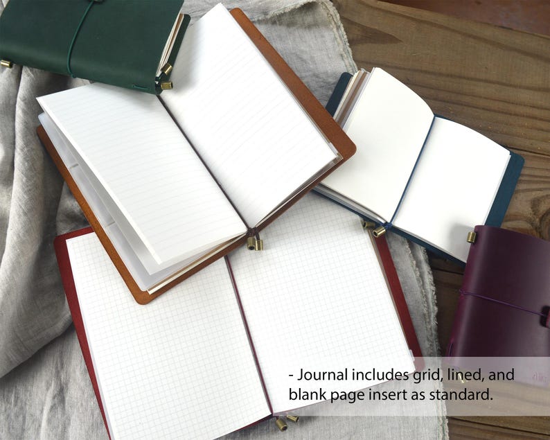 Leather Refillable Journal - Personalized A5 Travel Notebook with 3 Inserts image 6