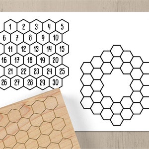 Honeycomb Habit Tracker Stamp, 30 Day Challenge Planner Rubber Stamp, 30 Days Stamp, Daily Goal Tracker, Daily Habit Tracker Sticker