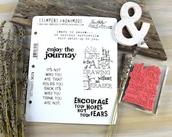 Inspring Phrases Rubber Stamp Set - Journal Stamps by Tim Holtz, Motivation Stamps Just Thoughts, by Stampers Anonymous
