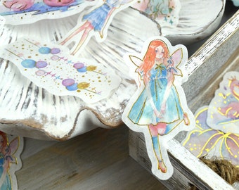 Magical Fairy Washi Stickers 60 pcs for Fantasy Pages - Planner Stickers and Journaling Supplies - with Foil accents