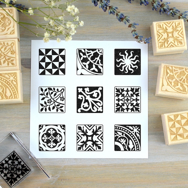 buy old stamp paper online Old World Mini Tile Stamps, Vintage Pattern Rubber Stamps, Clear Planner Stamps for Bullet Journal or Travelers Notebook with Medieval Tile