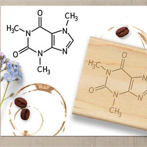 Caffeine Molecule Rubber Stamp, Coffee Addict, Caffeine Rubber Stamp, Chemistry Stamp, Coffee Rubber Stamp, Science Geek Stamp 46