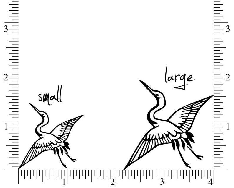 Flying Crane Stamp Japanese Style Flying Bird Stamp Heron Etsy