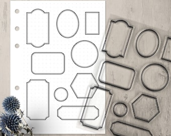 Vintage Label Stamp Set, 4x6in Label Frame Clear Stamps for Scrapbook Journals, Cling Photopolymer Stamps, Junk Journal Supplies