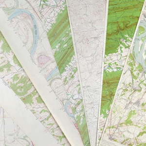 Grandes cartes vintage (lot), lot de cartes topographiques anciennes de l'USGS, papier vintage - fournitures pour journaux intimes, éphémères, cartes des États-Unis