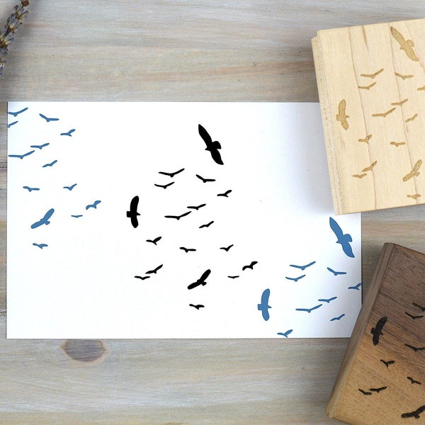 Flock of Birds Rubber Stamp, Journal Supplies Bird in Flight Stamp, for Art, Scrapbook and Junk Journals