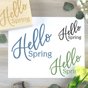 Hello Spring Rubber Stamp, Season Nature Stamp, Scrapbook Stamp, Journal and Cardmaking Supplies