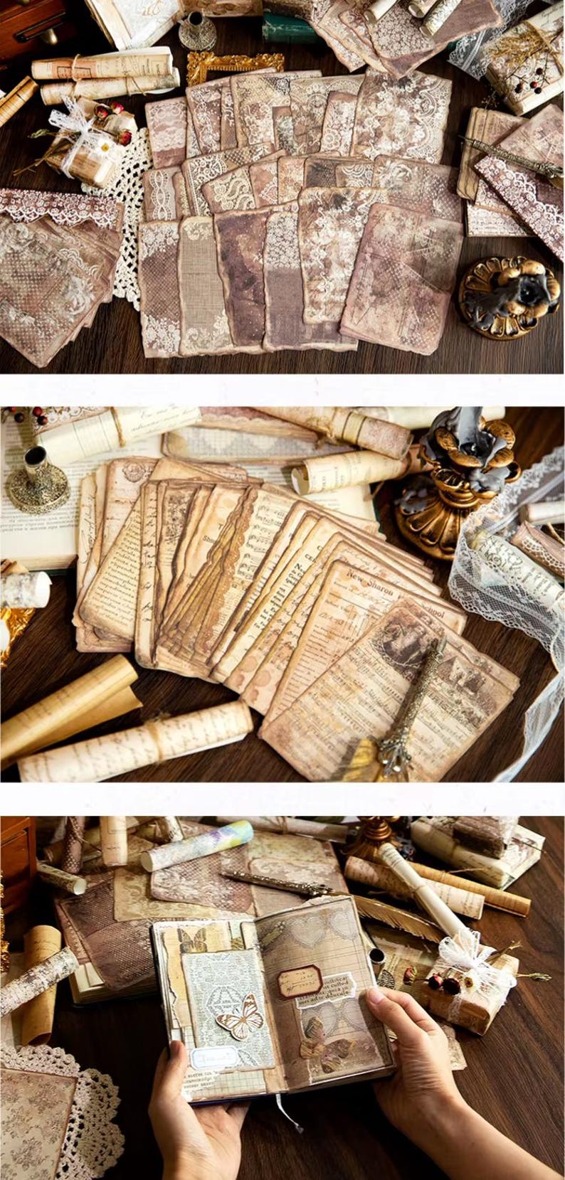 Distressed Paper Pack 50 P, Journal Supplies, Pattern Vintage Lace ...