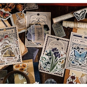 Junk Journal Washi Stickers, Butterfly, Moon, Floral Stickers for Planners, Art Journals, and Travel Notebooks image 2