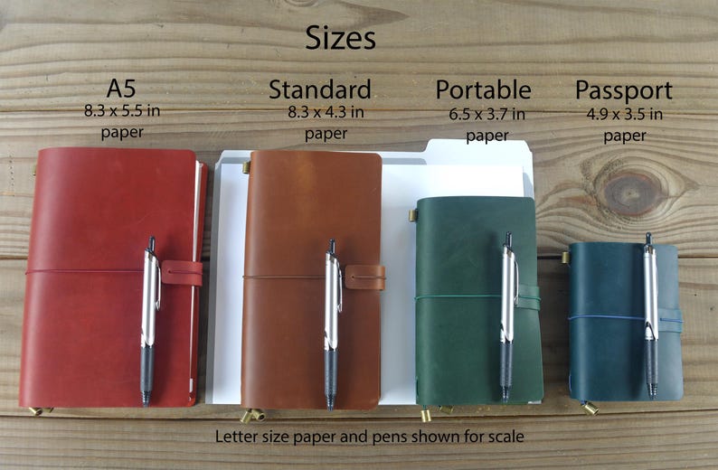Leather Refillable Journal - Personalized A5 Travel Notebook with 3 Inserts image 4