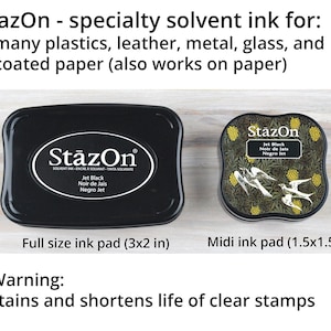 StazOn Ink Pad, 36 Colors, Solvent Rubber Stamp Ink for Plastics, Acid Free Ink, Colors: Black, Brown, Blue, Red, Green for Stamping image 2