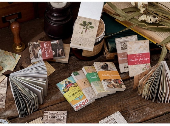 Junk Journal Supplies Paper Pad - Vintage Style Papers, Ephemera Pad, Art Journal Collage Paper