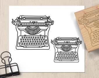 Typewriter Rubber Stamp, Vintage Hand Drawn Typewriter Stamp, Junk Journal Supplies, Scrapbook Stamp, Art Stamp