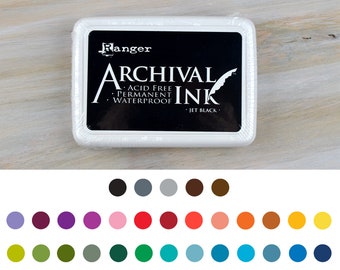 Stamp Ink Pad, Ranger Archival Dye Rubber Stamp Ink, Available in 30+ Colors: Black, Brown, Blue, Red, Gray, Green, or Purple Ink